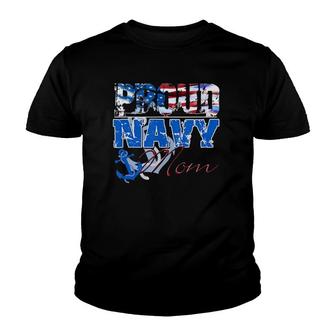 Proud Navy Mom Patriotic Sailor Mothers Day Youth T-shirt | Mazezy