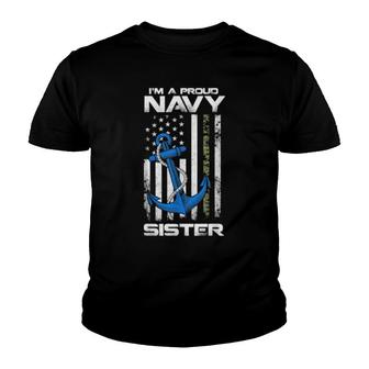 Proud Navy Sister American Flag Vintage Youth T-shirt | Mazezy