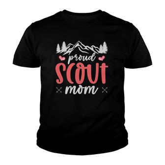 Proud Scout Mom Camping Adventure Outdoor Wildlife Scout Youth T-shirt | Mazezy