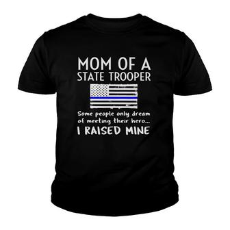 Proud State Trooper Mom Mother Thin Blue Line American Flag Youth T-shirt | Mazezy