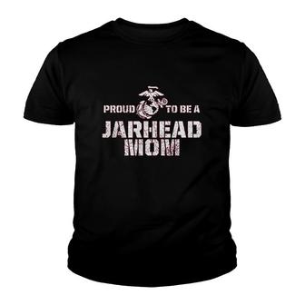 Proud To Be A Jarhead Mom Distressed Youth T-shirt | Mazezy