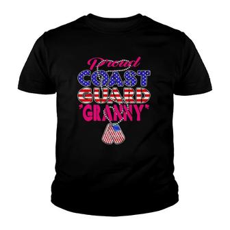 Proud Us Coast Guard Granny Dog Tags Military Grandmother Youth T-shirt | Mazezy