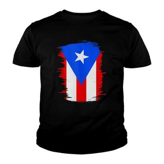 Puerto Rican Flag Puerto Rico Boricua Brush Stroke Pride Tank Top Youth T-shirt | Mazezy
