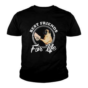 Pug Dog Lover Design Best Friends For Life Funny Pug Youth T-shirt | Mazezy