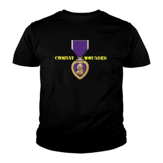 Purple Heart Combat Veteran Veterans Day Youth T-shirt | Mazezy