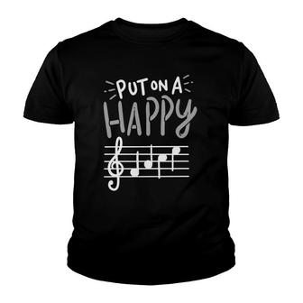 Put On A Happy Face - Musician Graphic - Music Teacher Youth T-shirt | Mazezy