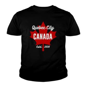 Quebec City Canada Eh Maple Leaf Canadian Flag Gift Youth T-shirt | Mazezy