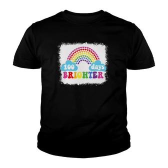 Rainbow 100 Days Brighter Teacher Student 100 Days Smarter Youth T-shirt | Mazezy