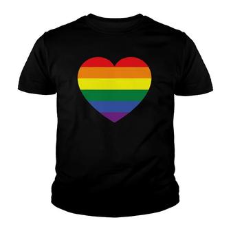 Rainbow Flag Colored Heart Lgbtq Lesbian Gay Youth T-shirt | Mazezy