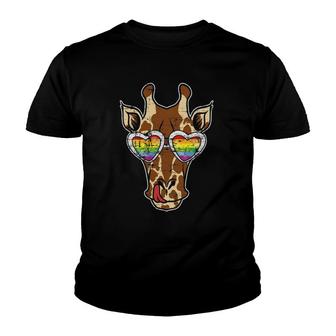 Rainbow Zoo Animal Lgbt Pride Month Gift Giraffe Youth T-shirt | Mazezy