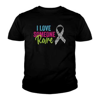 Rare Disease Awareness Zebra Ribbon, I Love Someone Rare Youth T-shirt | Mazezy