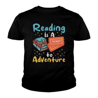 Reading Adventure Library Student Teacher Book Bookaholic Youth T-shirt | Mazezy