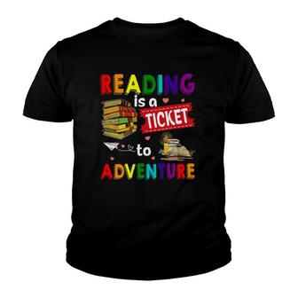 Reading Ticket Adventure Library Teacher Student Book Lovers Youth T-shirt | Mazezy