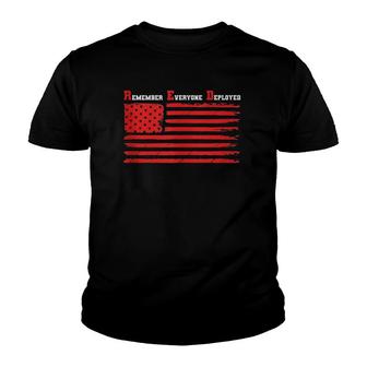RED Flag Remember Everyone Deployed - Support The Troops Youth T-shirt | Mazezy