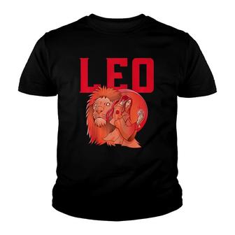 Red Leo Zodiac Astrological Horoscope Raglan Baseball Tee Youth T-shirt | Mazezy