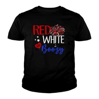 Red White & Boozy 4Th Of July Usa Jesus Patriotic American Youth T-shirt | Mazezy