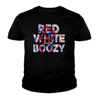Red White And Boozy Tie Dye American Flag Patriotic July 4Th Youth T-shirt | Mazezy