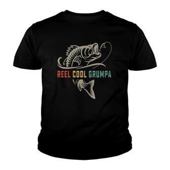Reel Cool Grumpa Fishing Vintage Retro Gift Father's Day Youth T-shirt | Mazezy