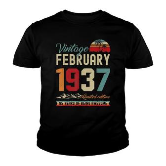 Retro 85Th Birthday 85 Years Old February 1937 Vintage Youth T-shirt - Thegiftio UK