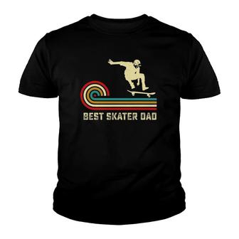 Retro Best Skater Dad Gift Skateboarding Father Skateboarder Youth T-shirt | Mazezy