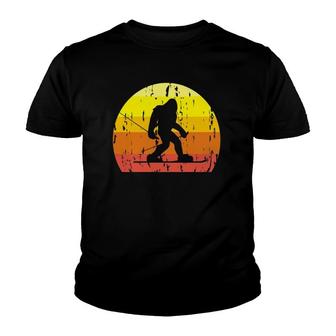 Retro Bigfoot , Vintage Winter Skiing Sasquatch Gift Youth T-shirt | Mazezy