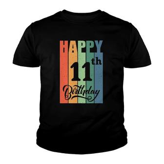 Retro Birthday Gift For 11 Years Old Happy 11Th Birthday Youth T-shirt | Mazezy