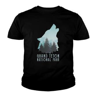 Retro Grand Teton National Park Wyoming Camping Hiking Gift Youth T-shirt | Mazezy