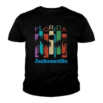 Retro Jacksonville Florida Palm Tree Souvenir Youth T-shirt | Mazezy