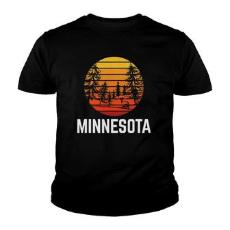 Retro Minnesota Map The Land Of 10000 Lakes North Star State Youth T-shirt | Mazezy