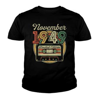 Retro November 1949 Cassette Tape 72Nd Birthday Decorations Youth T-shirt | Mazezy