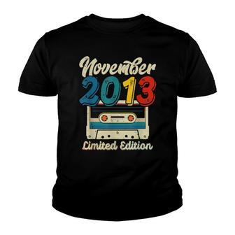 Retro November 2013 Cassette Tape 8Th Birthday Decorations Youth T-shirt | Mazezy