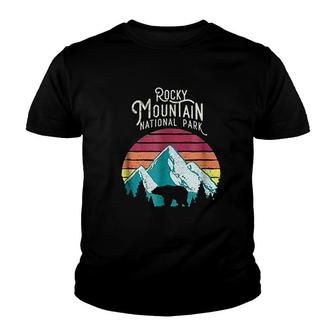 Retro Rocky Mountain National Park Colorado Bear Youth T-shirt | Mazezy