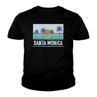 Retro Santa Monica California Tropical Sunset Beach Vacation Youth T-shirt | Mazezy