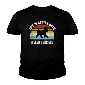 Retro Welsh Terrier Dog Youth T-shirt | Mazezy