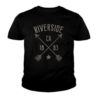 Riverside California Vintage Distressed Boho Style Home City Youth T-shirt | Mazezy