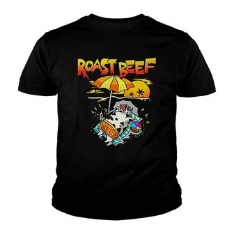 Roast Beef Cow On Beach Vacation Youth T-shirt | Mazezy