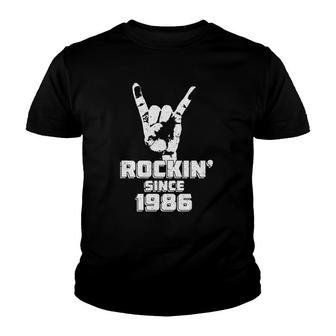 Rockin' Since 1986 Vintage Rock Music 35Th Birthday Gift Youth T-shirt | Mazezy