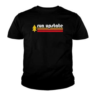 Run Upstate - Retro Stripes Tree Youth T-shirt | Mazezy