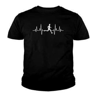 Running Marathon Jogging Heartbeat Ekg Runner Motif Youth T-shirt | Mazezy