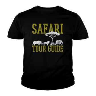 Safari Tour Guide Africa Rhino Lion Elephant Kenya Tanzania Youth T-shirt | Mazezy