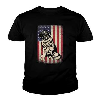Saint Bernard American Vintage Flag Patriotic Dog Gift Youth T-shirt | Mazezy