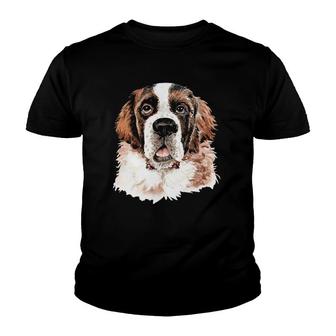 Saint Bernard Big Dog Portrait Youth T-shirt | Mazezy