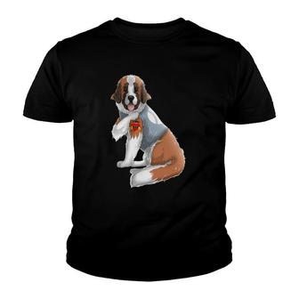 Saint Bernard I Love Mom Tattoo Dog Funny Mother's Day Youth T-shirt | Mazezy
