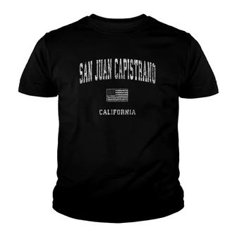 San Juan Capistrano Ca Vintage American Flag Youth T-shirt | Mazezy
