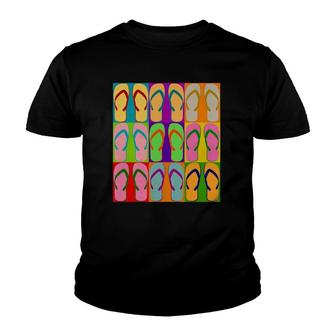 Sandal Flip Flop Pop Art Retro Graphic Summer Sun Vacation Youth T-shirt | Mazezy