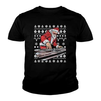 Santa Claus Music Dj Ugly Christmas Tacky Xmas Gift Youth T-shirt | Mazezy