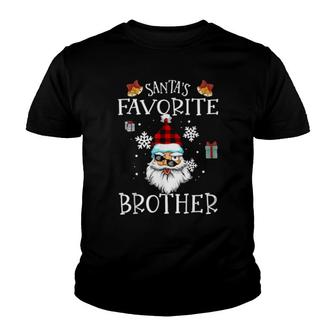 Santa's Favorite Brother Christmas Matching Family Pajama Youth T-shirt | Mazezy