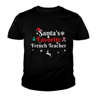 Santa's Favorite French Teacher Christmas Xmas Holiday Youth T-shirt | Mazezy