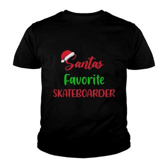 Santa’S Favorite Skateboarder Christmas Skateboarding Tee Youth T-shirt | Mazezy