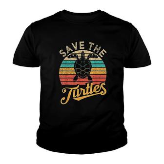 Save The Turtles Animal Rights Sea Turtle Retro Youth T-shirt | Mazezy